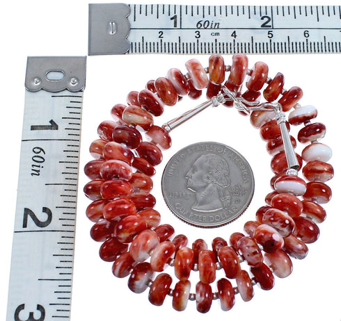 Sterling Silver Red Oyster Shell Southwest Bead Necklace BX120528